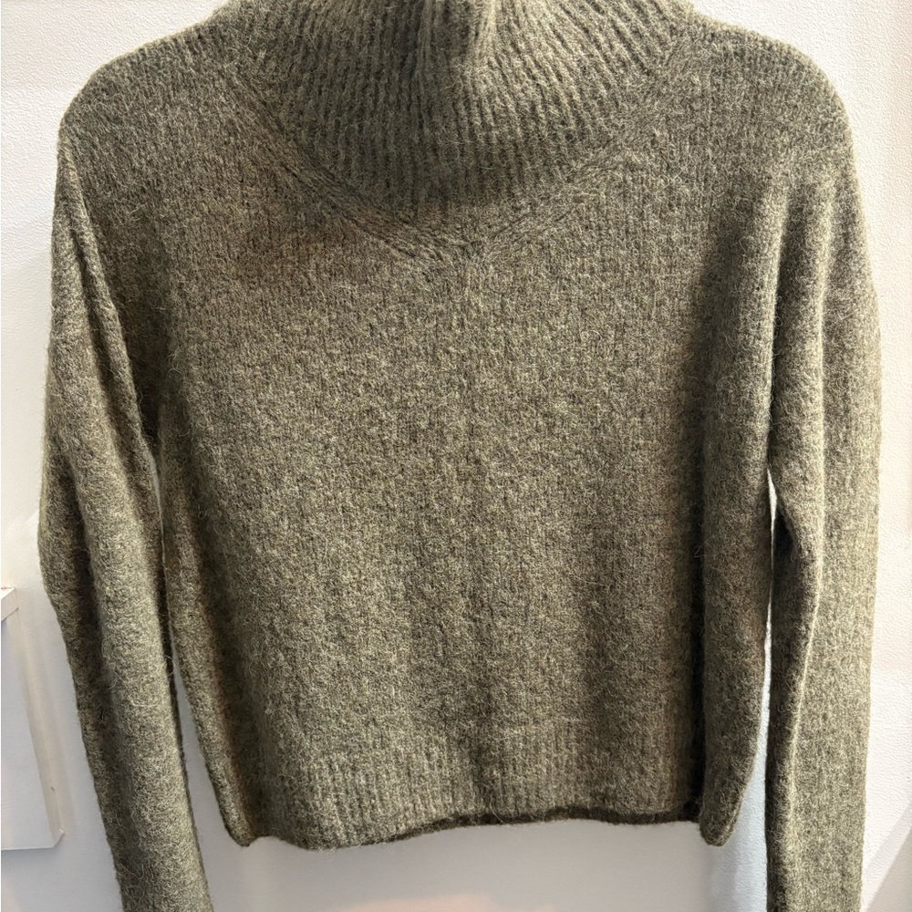Nation LTD Green High Cowl Neck Sweater Semi Cropped